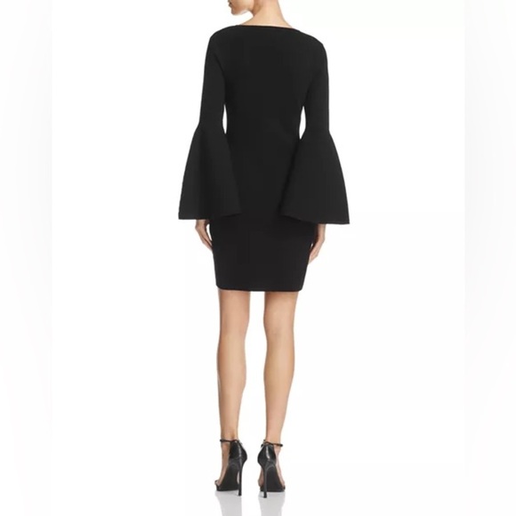 MILLY Bell Long Sleeve Black Knit Mini Dress Size Medium - Picture 2 of 7